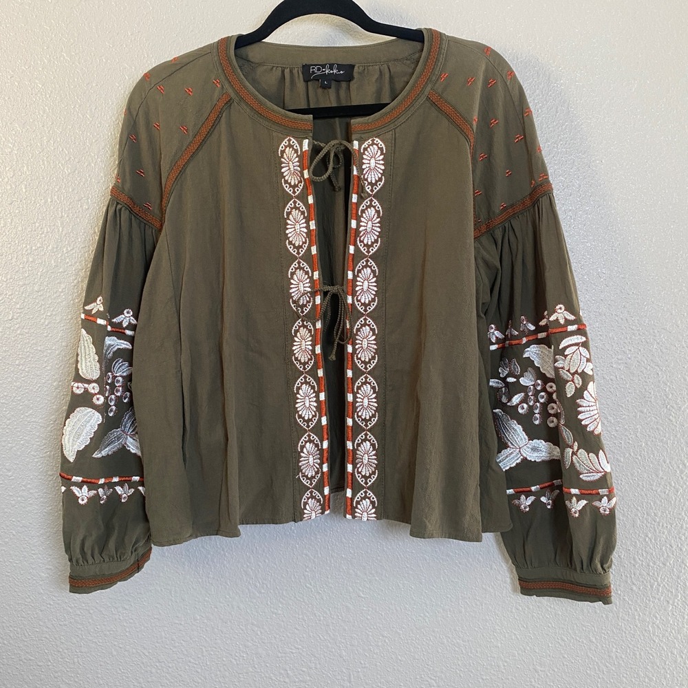 Anthropologie RD & Koko Bohemian Embroidered Jacket Large Renaissance Faire Boho